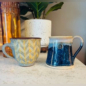 Set of 2 Small Pottery Coffee/Tea Mugs